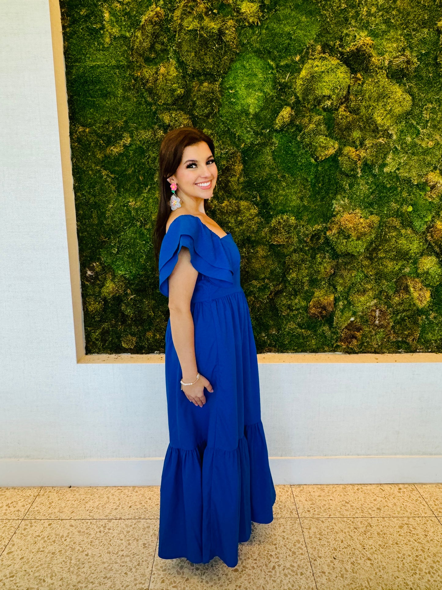 Hadley royal blue maxi dress with ruffle sleeve