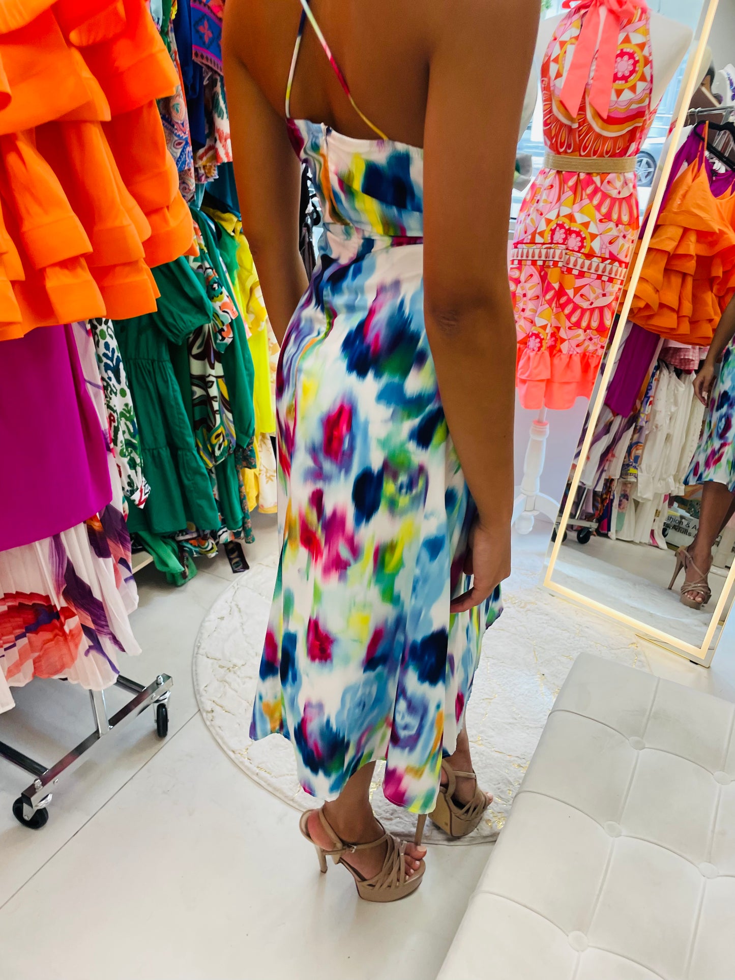 Aria Midi Dress in abstract print