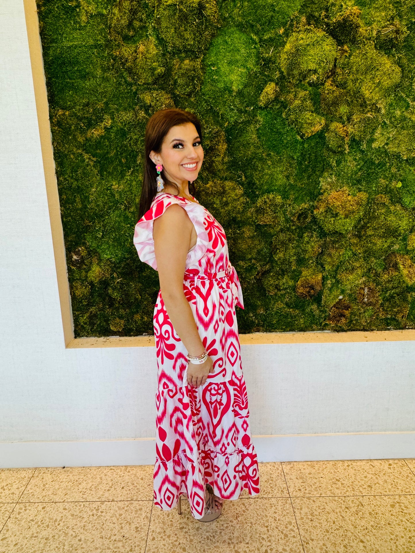 Harlow fucsia and white print in chevron