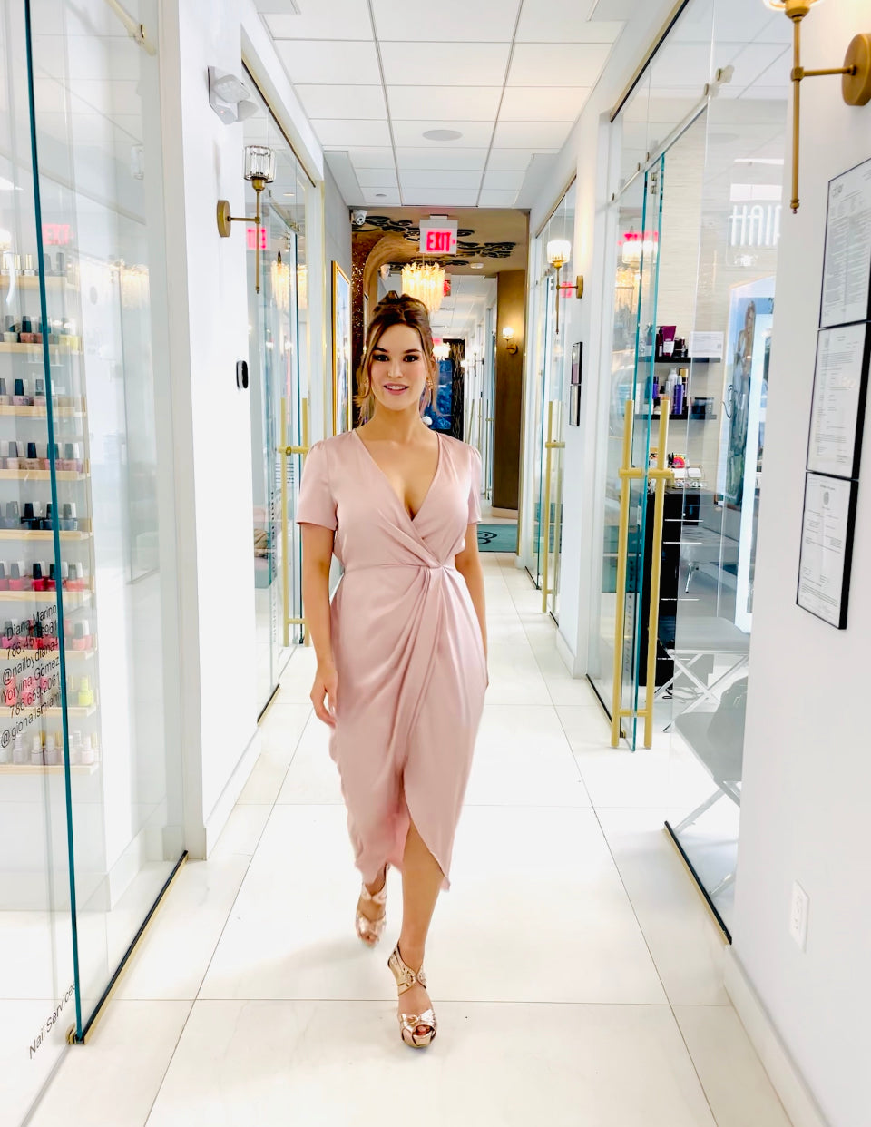 Carmella dress in midi nude