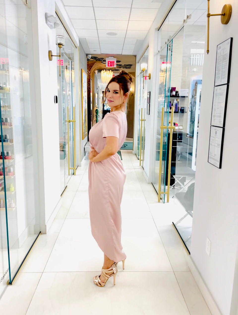 Carmella dress in midi nude