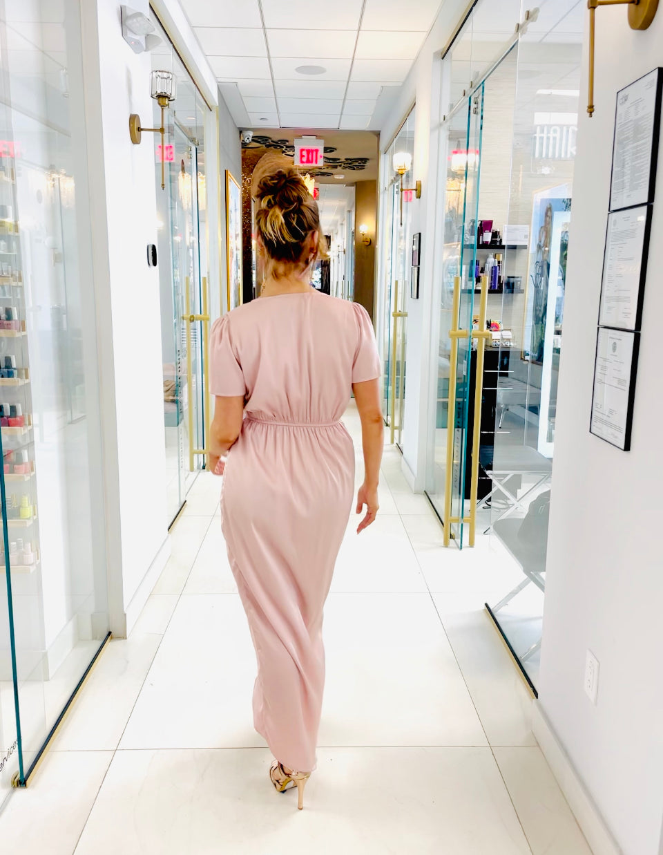 Carmella dress in midi nude