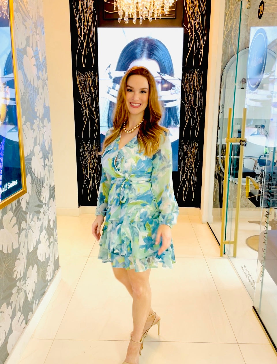 Raya blue dress with ruffles