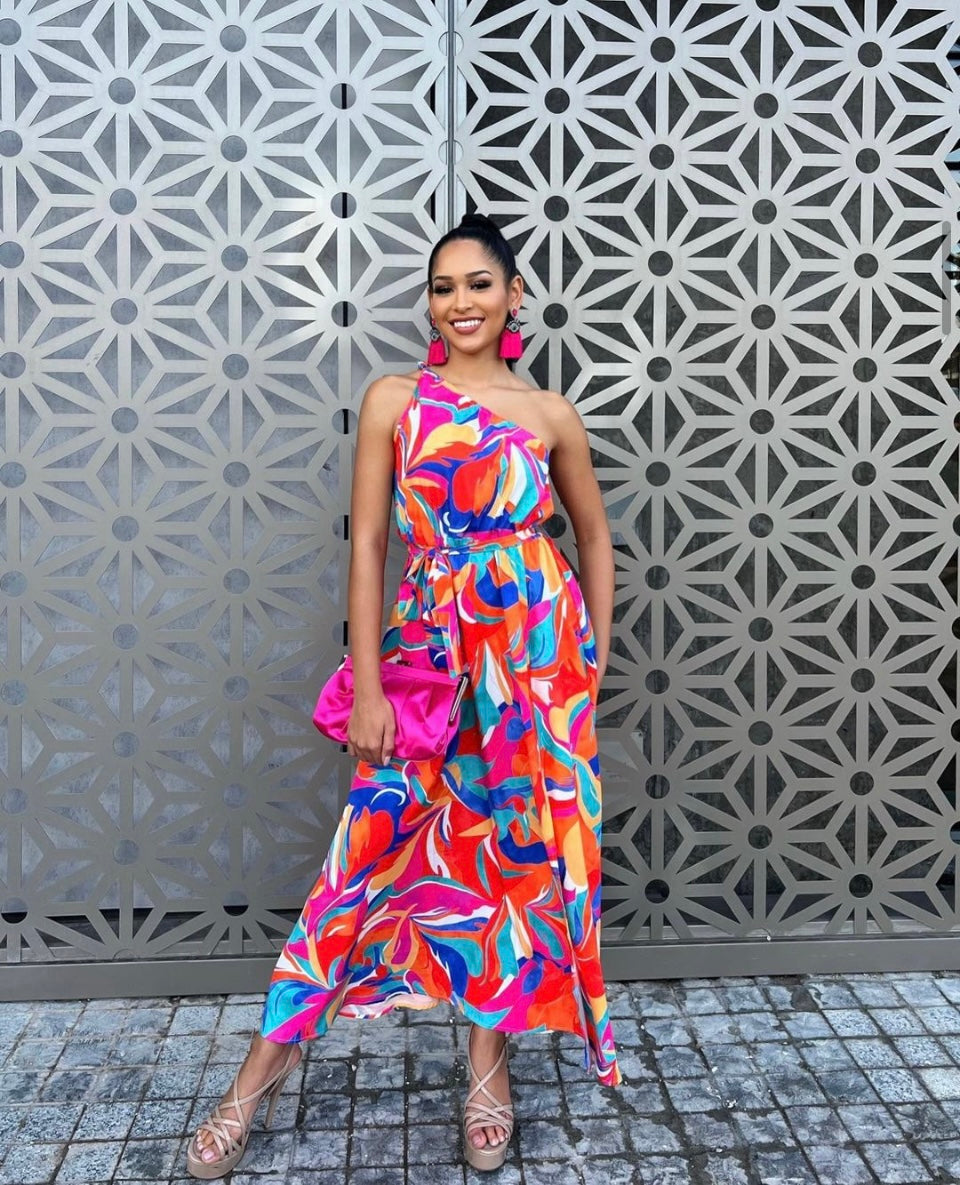 Sara One shoulder maxi dress