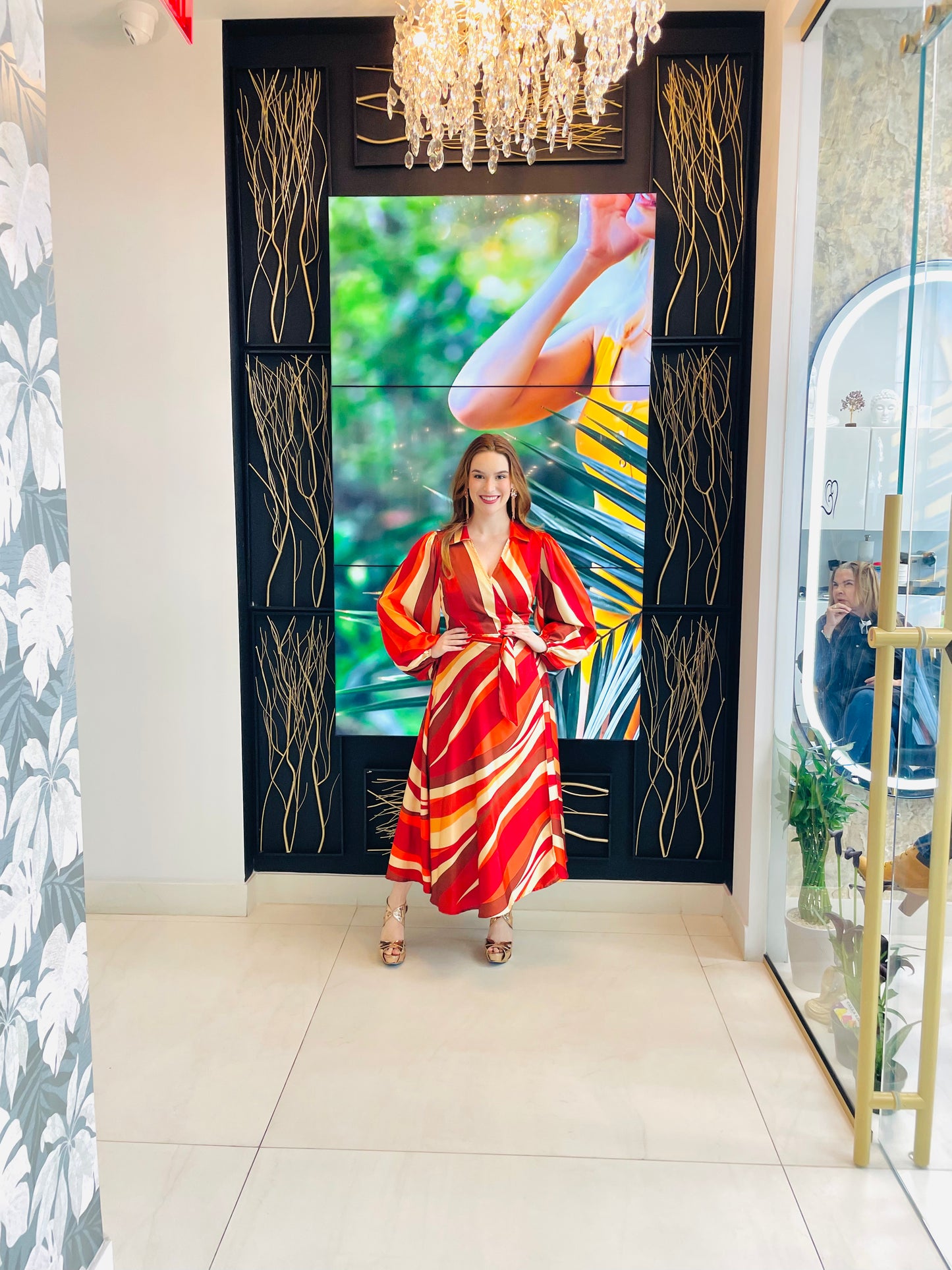 Olivia wrap dress in a gorgeous satin print