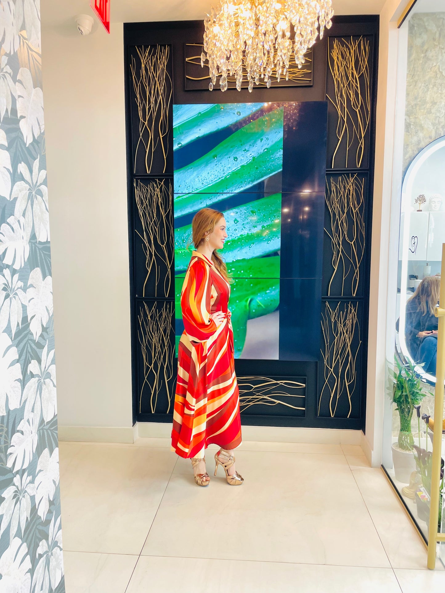 Olivia wrap dress in a gorgeous satin print