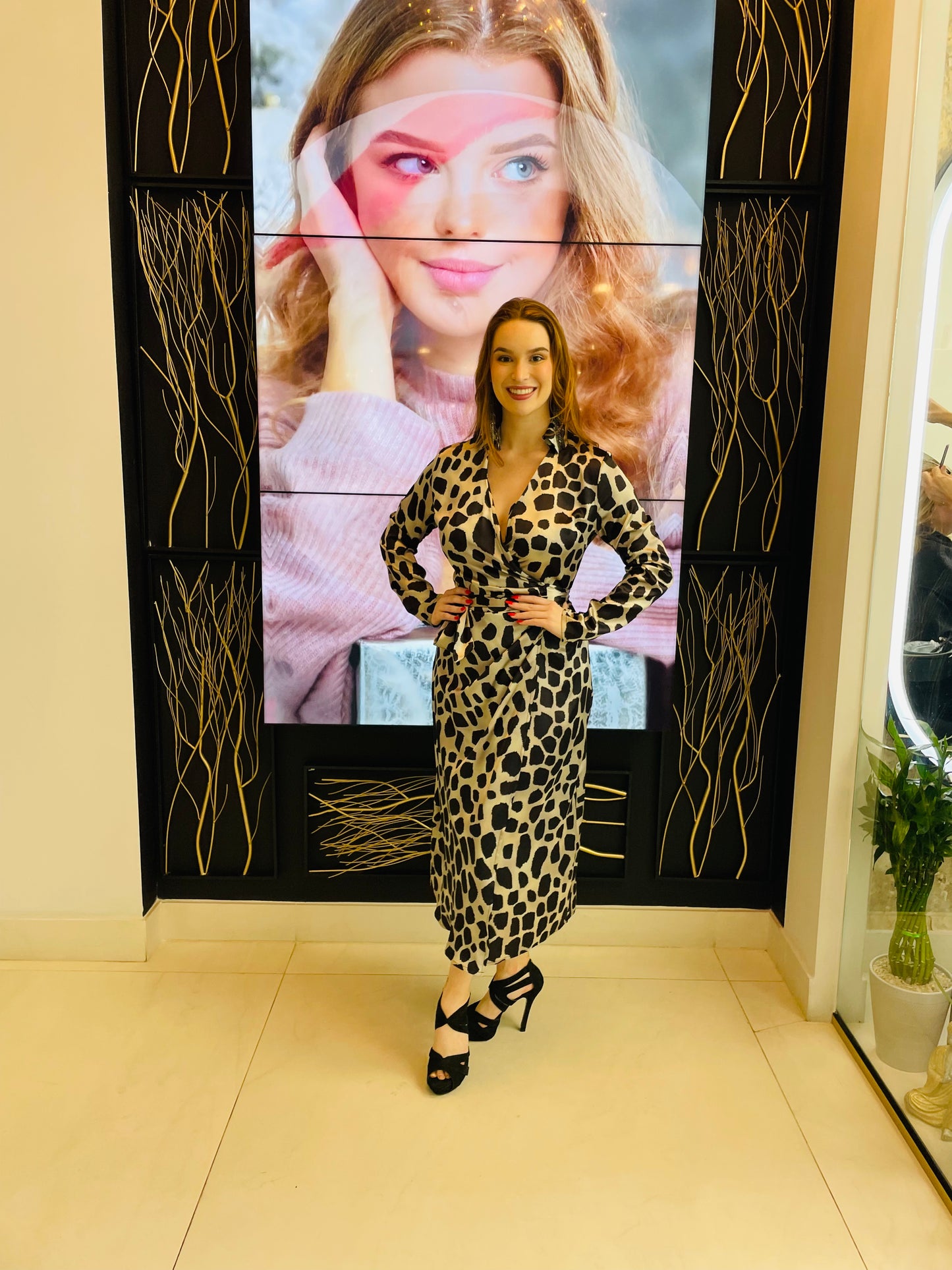 Abby animal print gray dress