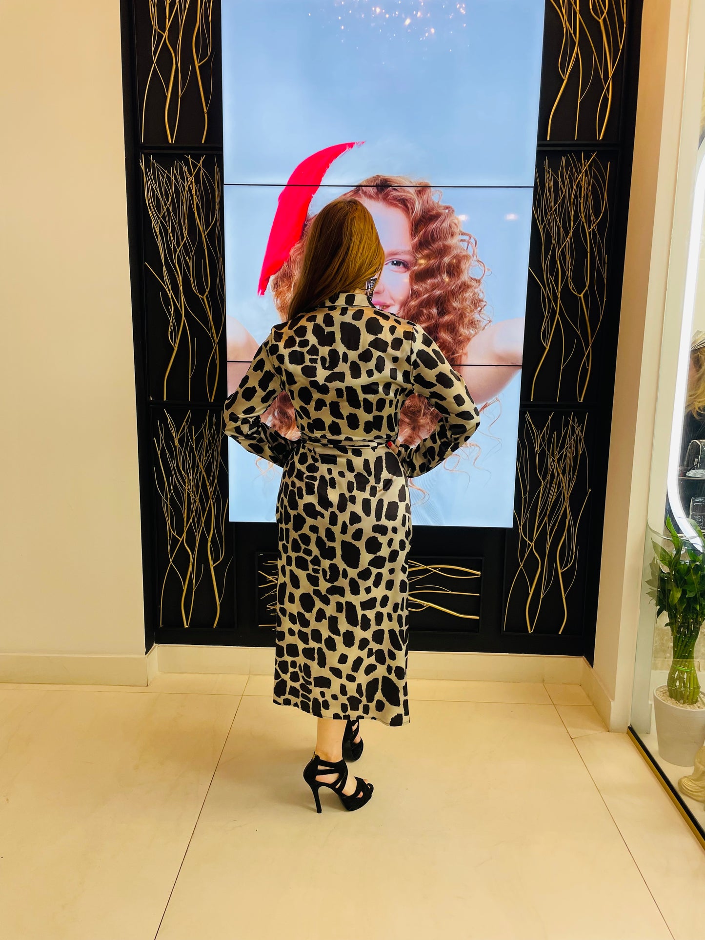 Abby animal print gray dress