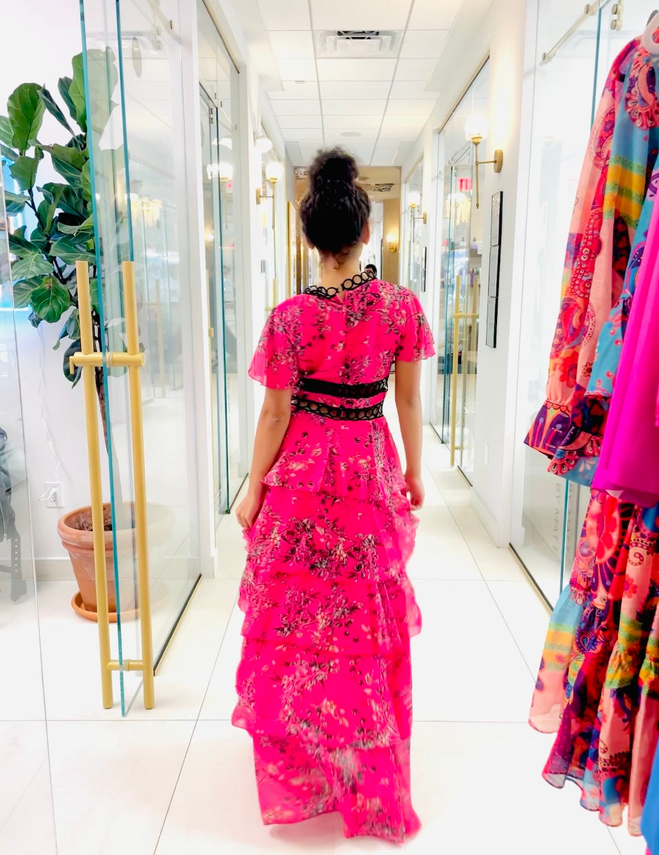 Fiona Tier Pink Floral Dress