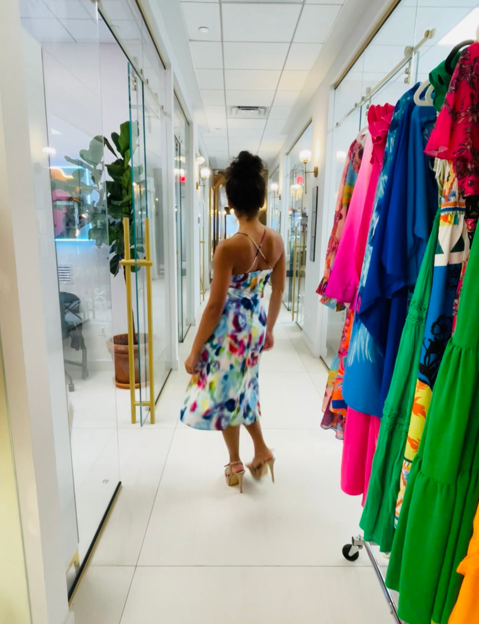 Aria Midi Dress in abstract print