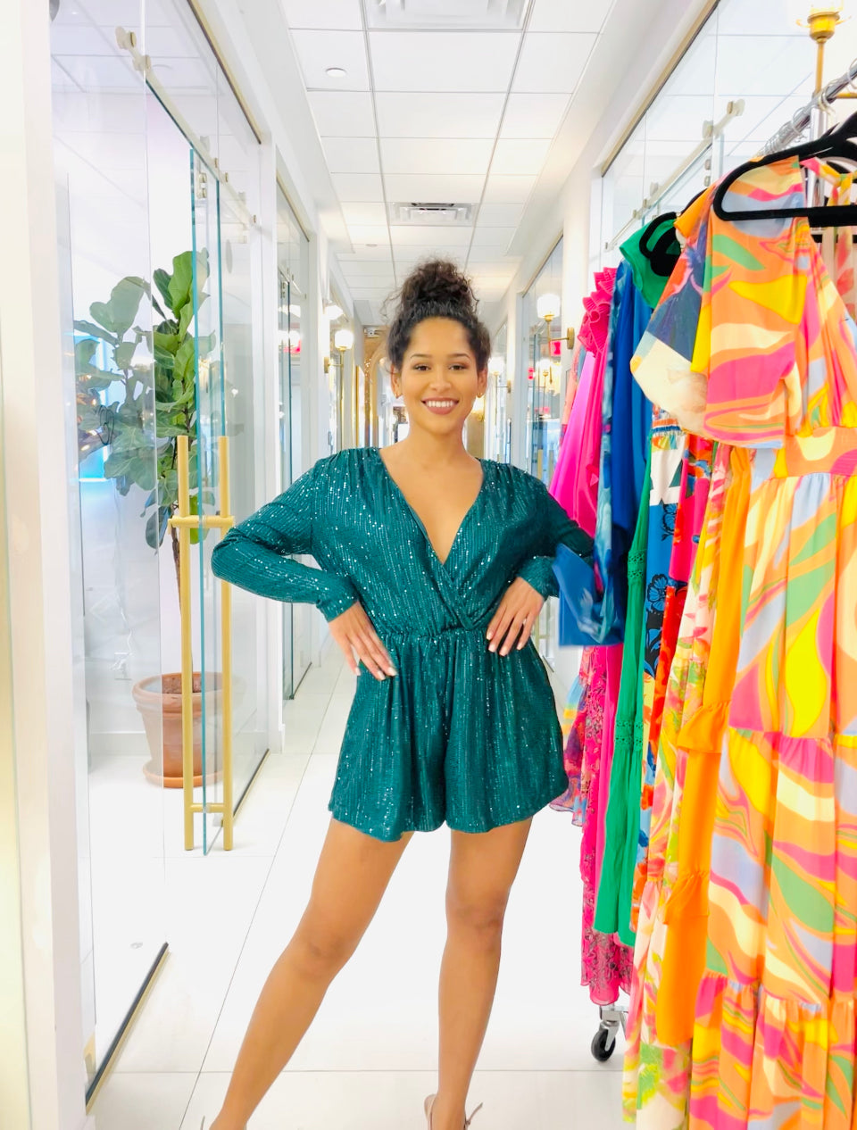 Daniella Green Sequins Romper
