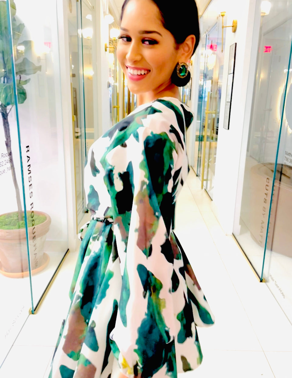 Ellie dress in Green Animal Print