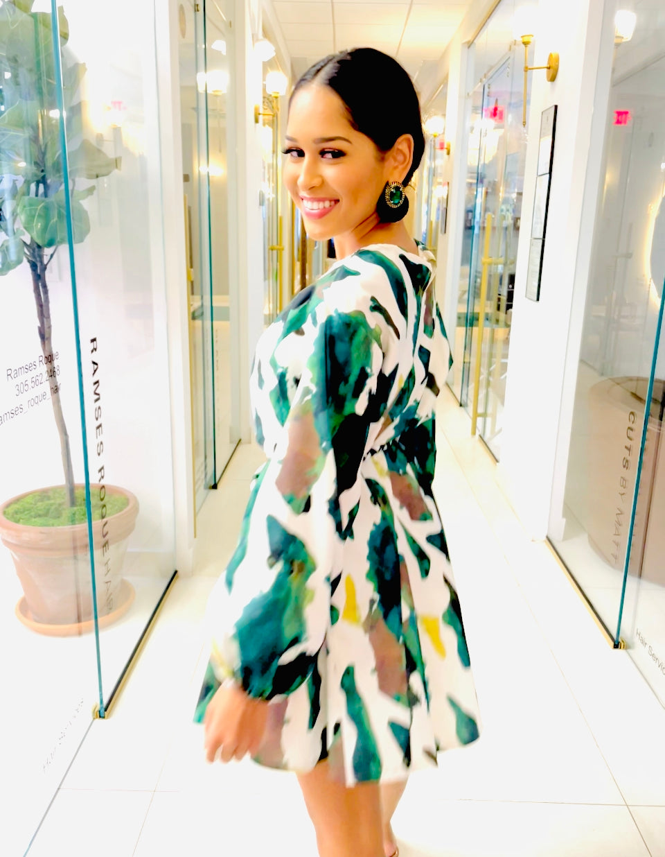 Ellie dress in Green Animal Print