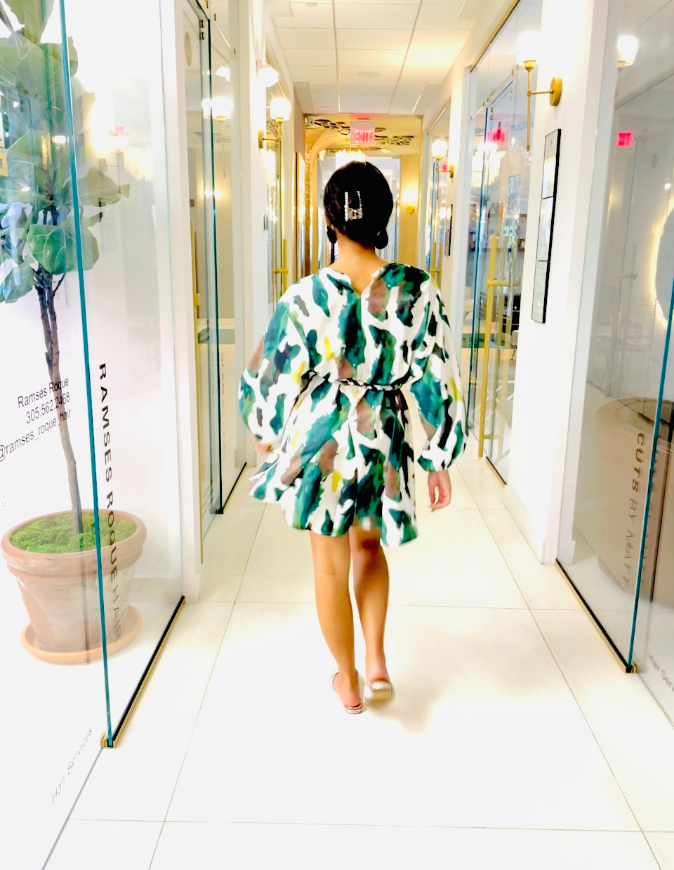 Ellie dress in Green Animal Print