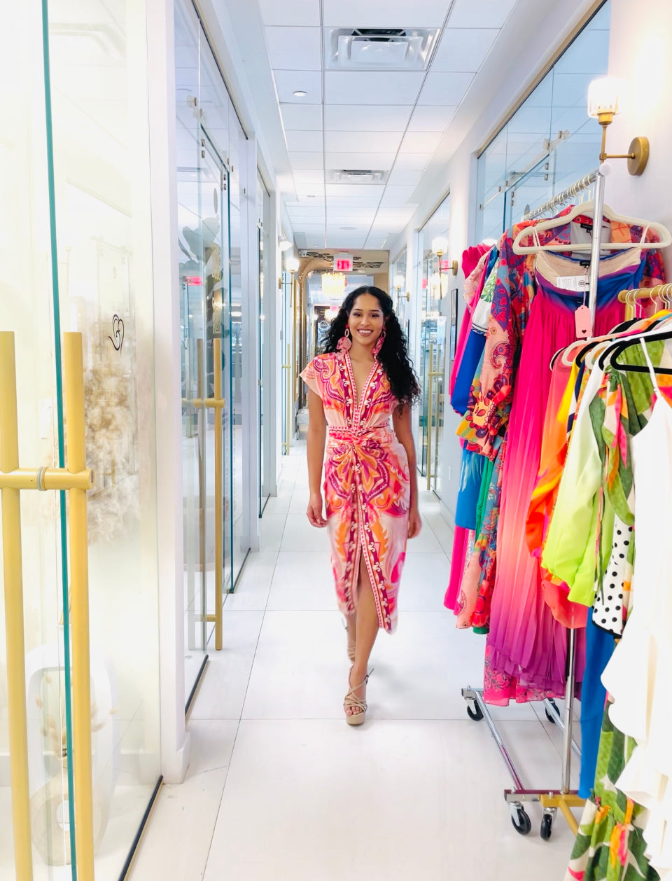 Bethany Maxi Dress in Pink print