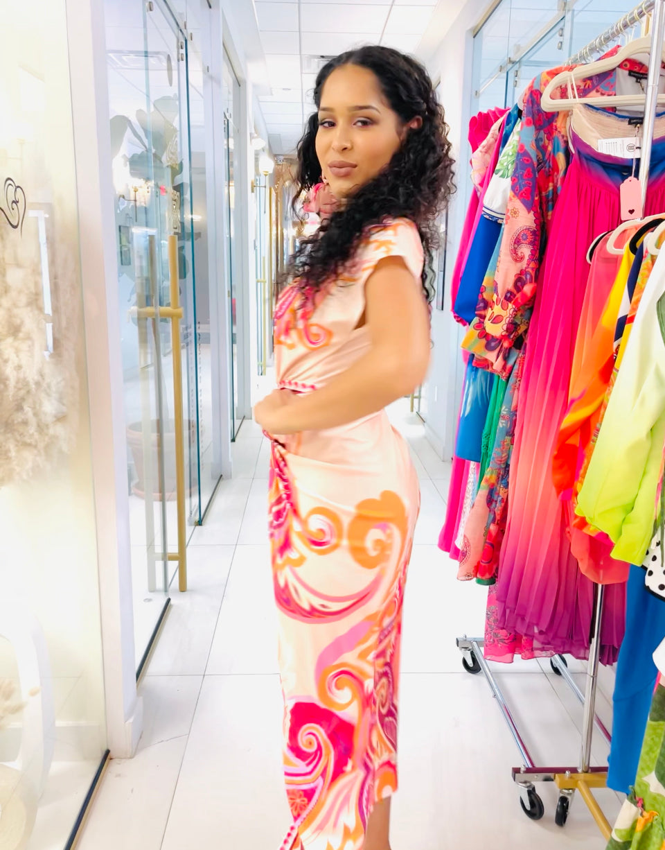 Bethany Maxi Dress in Pink print