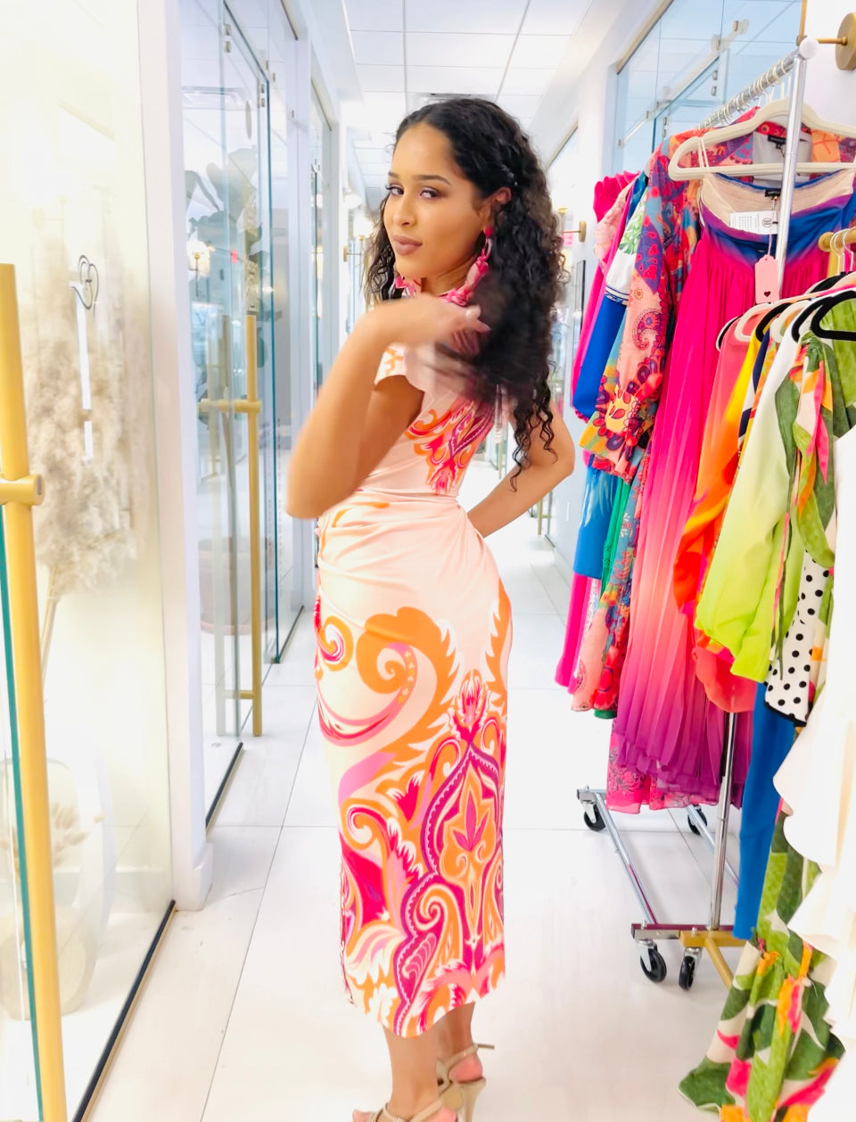 Bethany Maxi Dress in Pink print