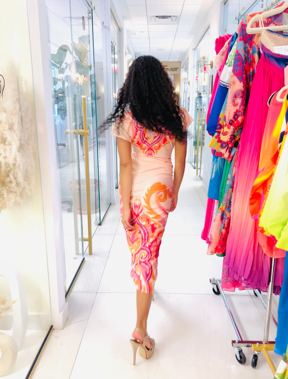 Bethany Maxi Dress in Pink print