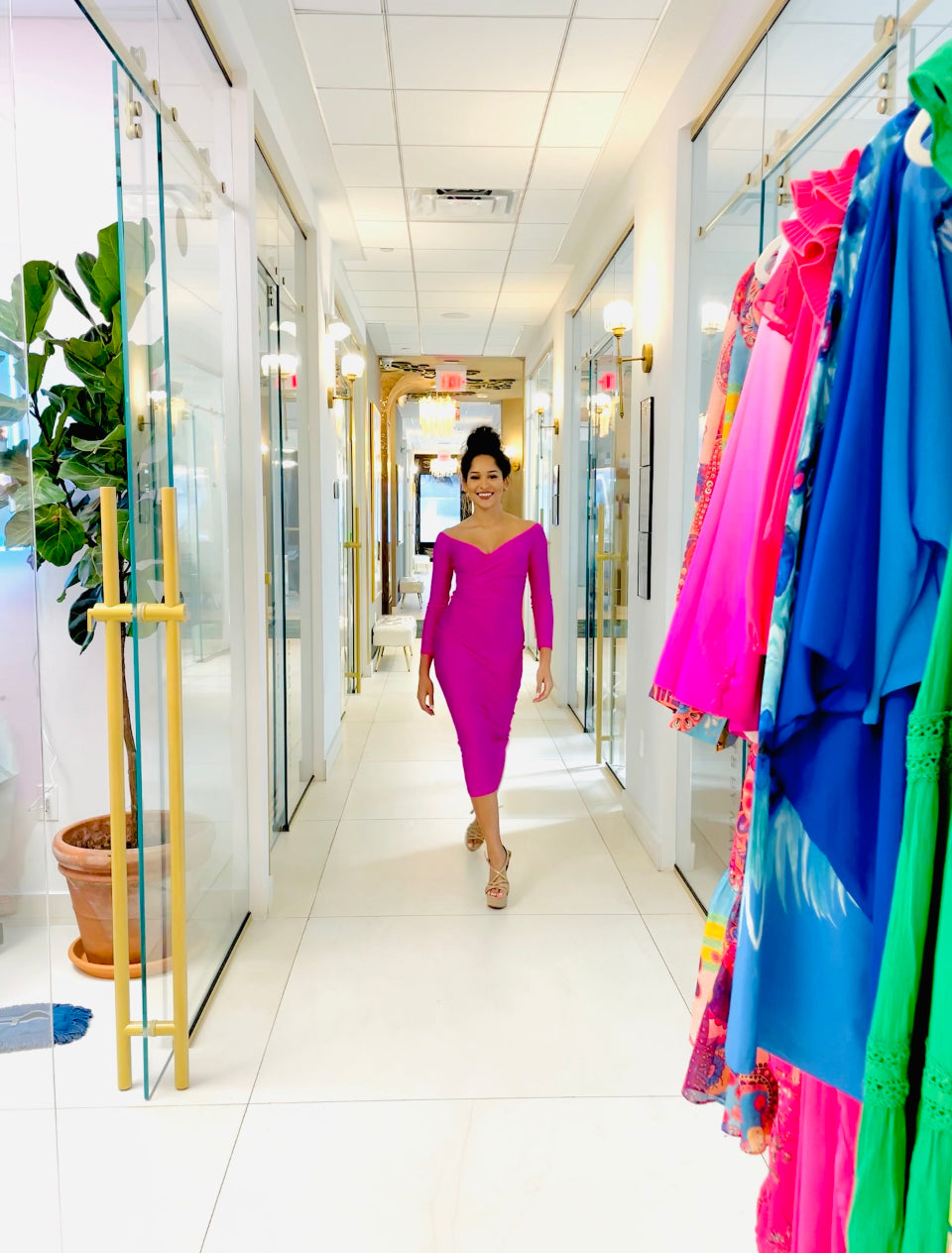 Alma pink midi dress