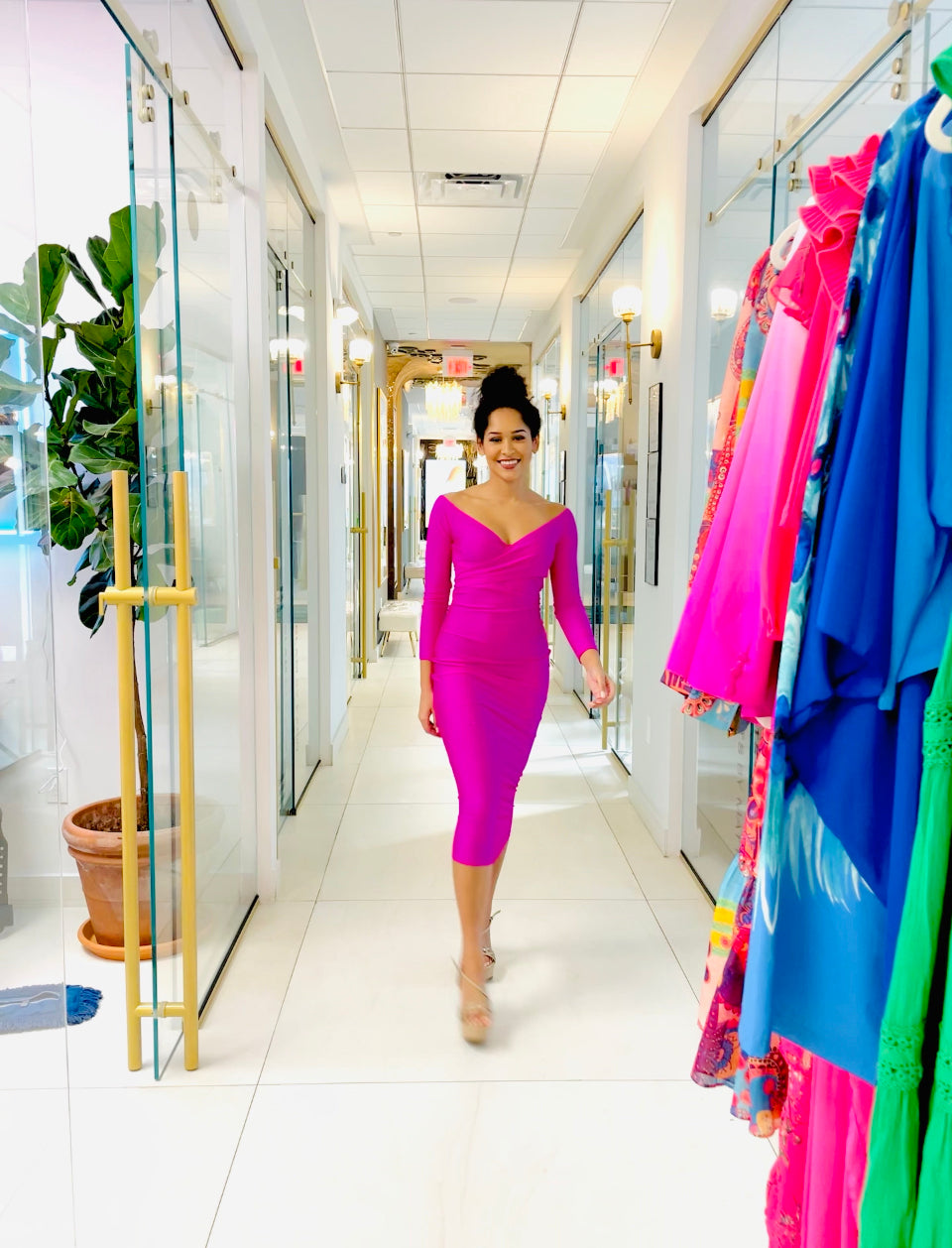 Alma pink midi dress