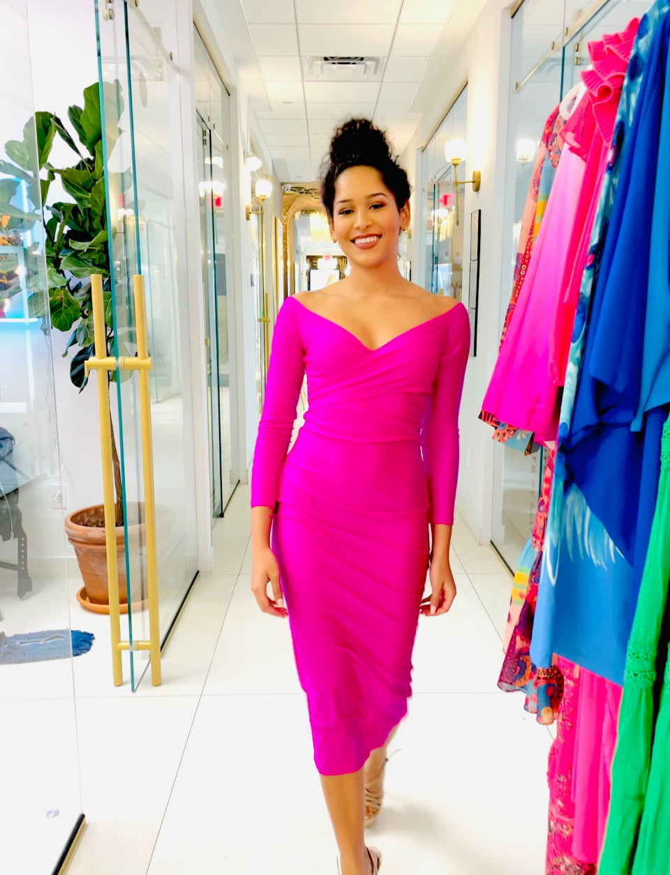 Alma pink midi dress