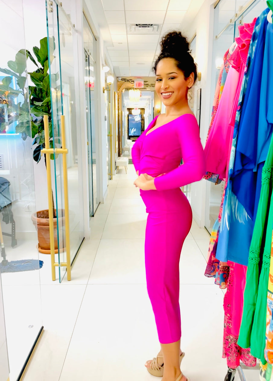 Alma pink midi dress