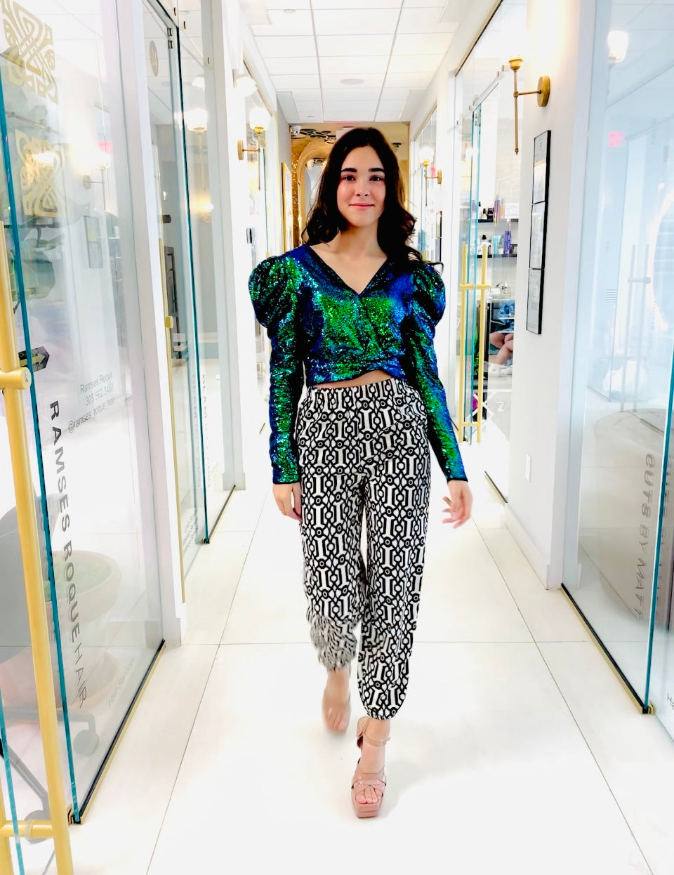 April Abstract pants in black and white