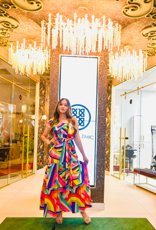 Harriet maxi dress in multi cotton blend print