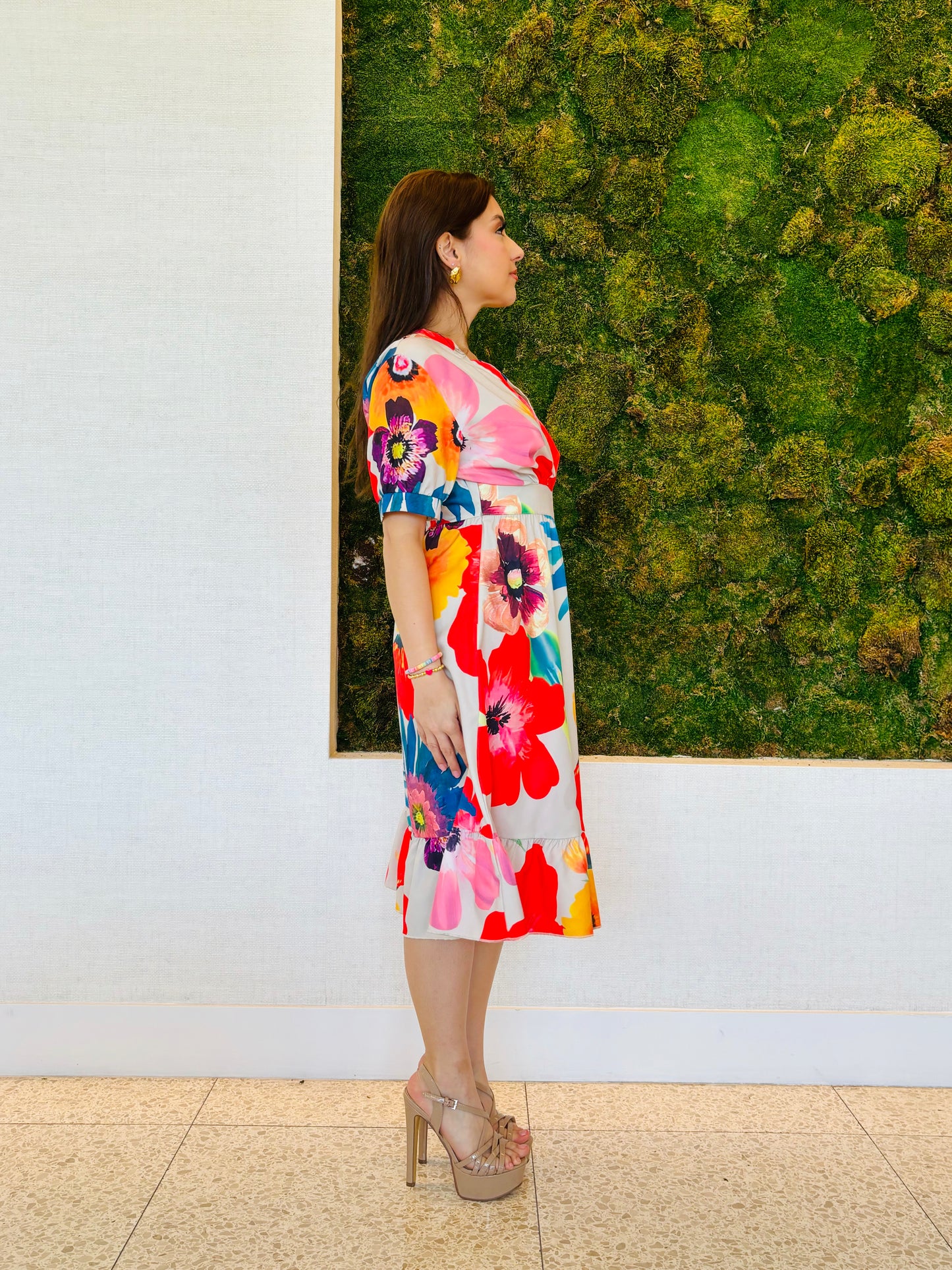 Georgia paisley blue and white cut out back tie in the maxi