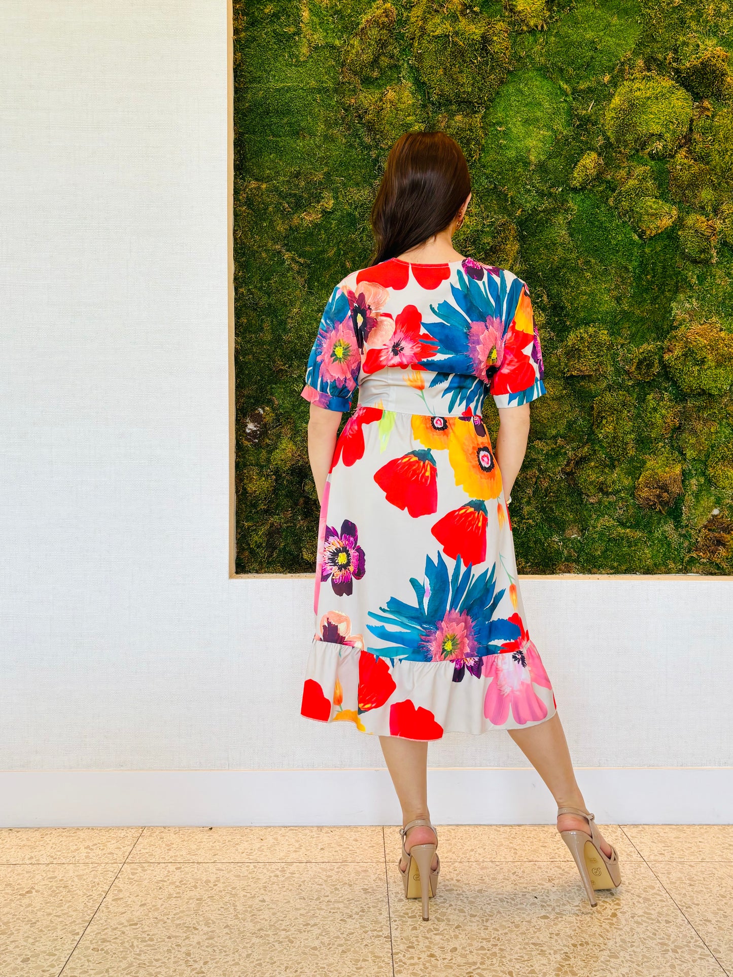 Georgia paisley blue and white cut out back tie in the maxi