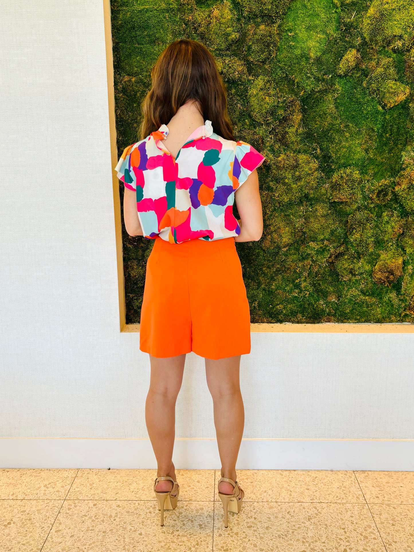 Jacalin pink, green and orange blouse