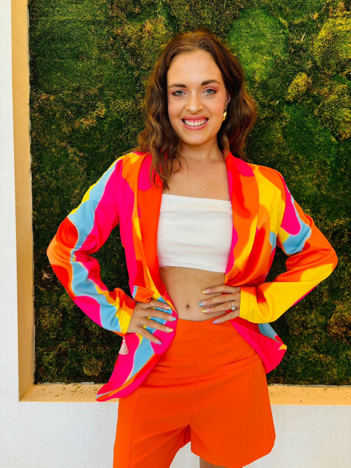 Cecilia orange, yellow and light blue jacket