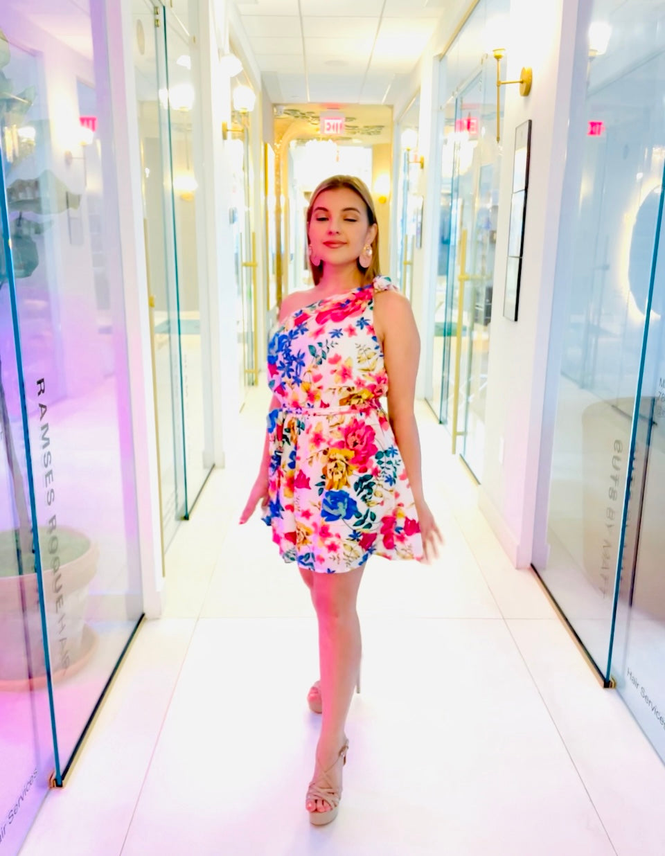 Dalia one shoulder floral romper