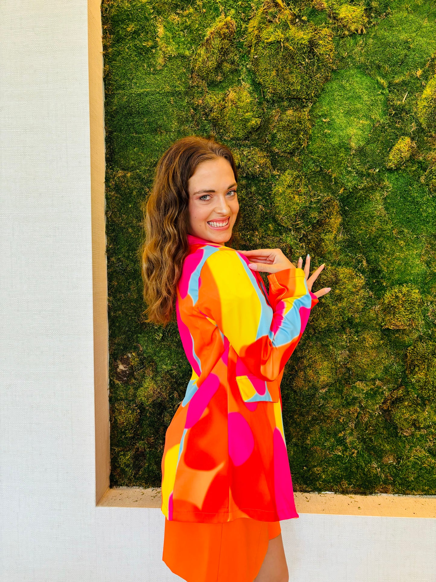 Cecilia orange, yellow and light blue jacket