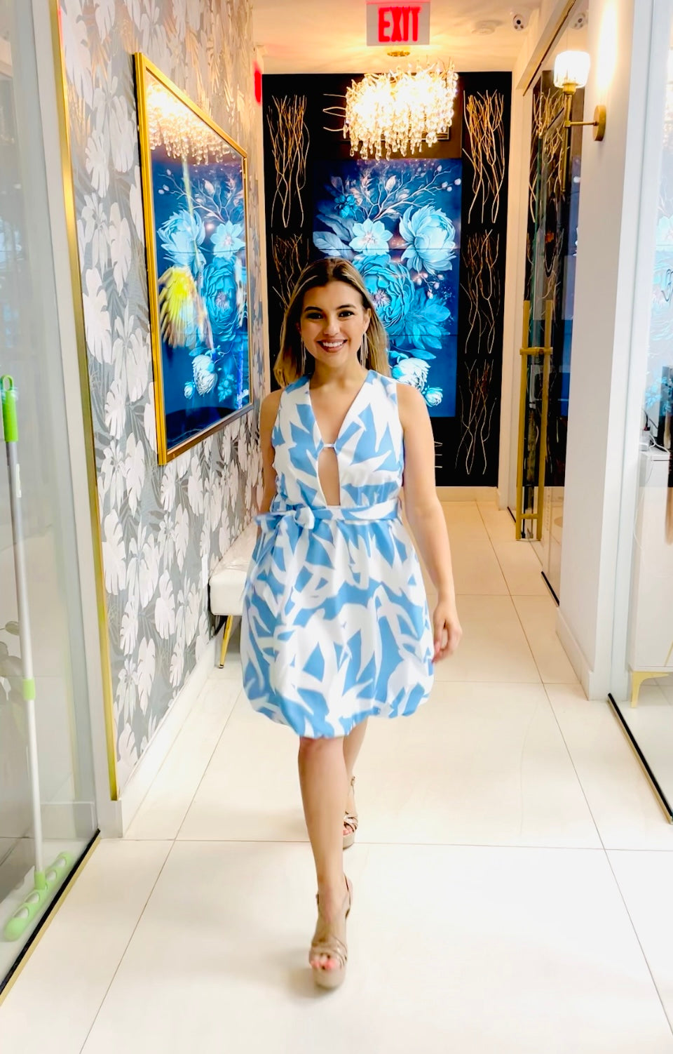 Maryah periwinkle and white puffy dress