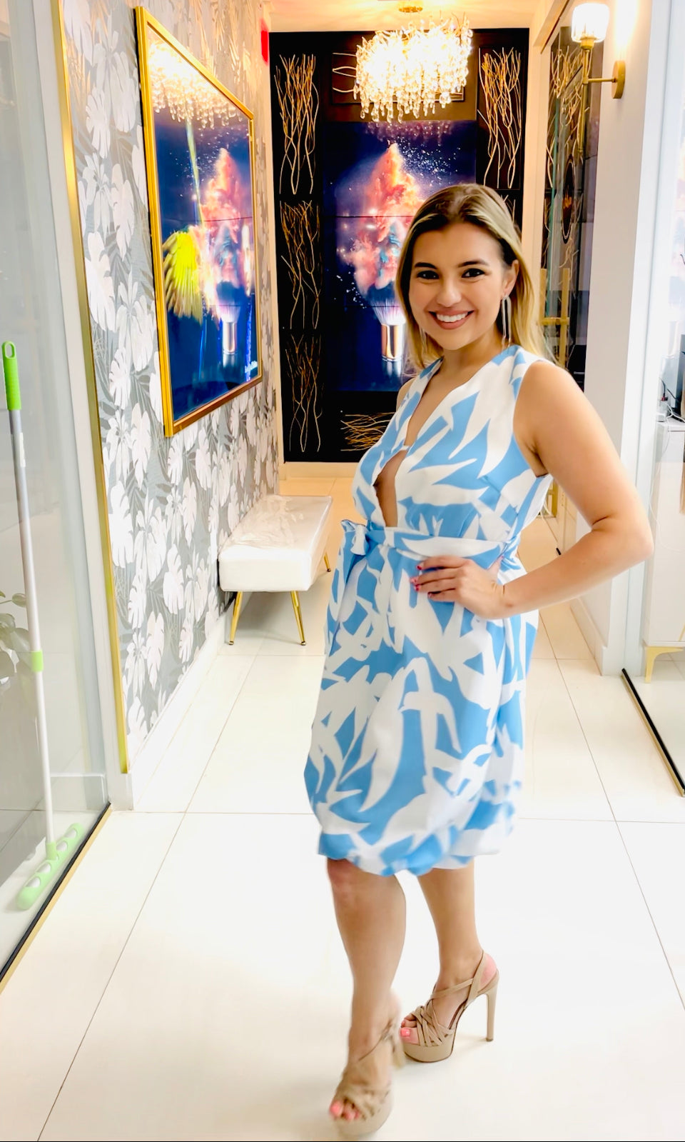 Maryah periwinkle and white puffy dress