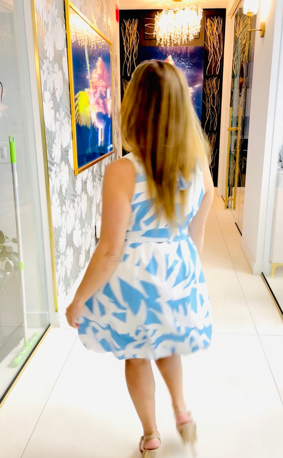 Maryah periwinkle and white puffy dress