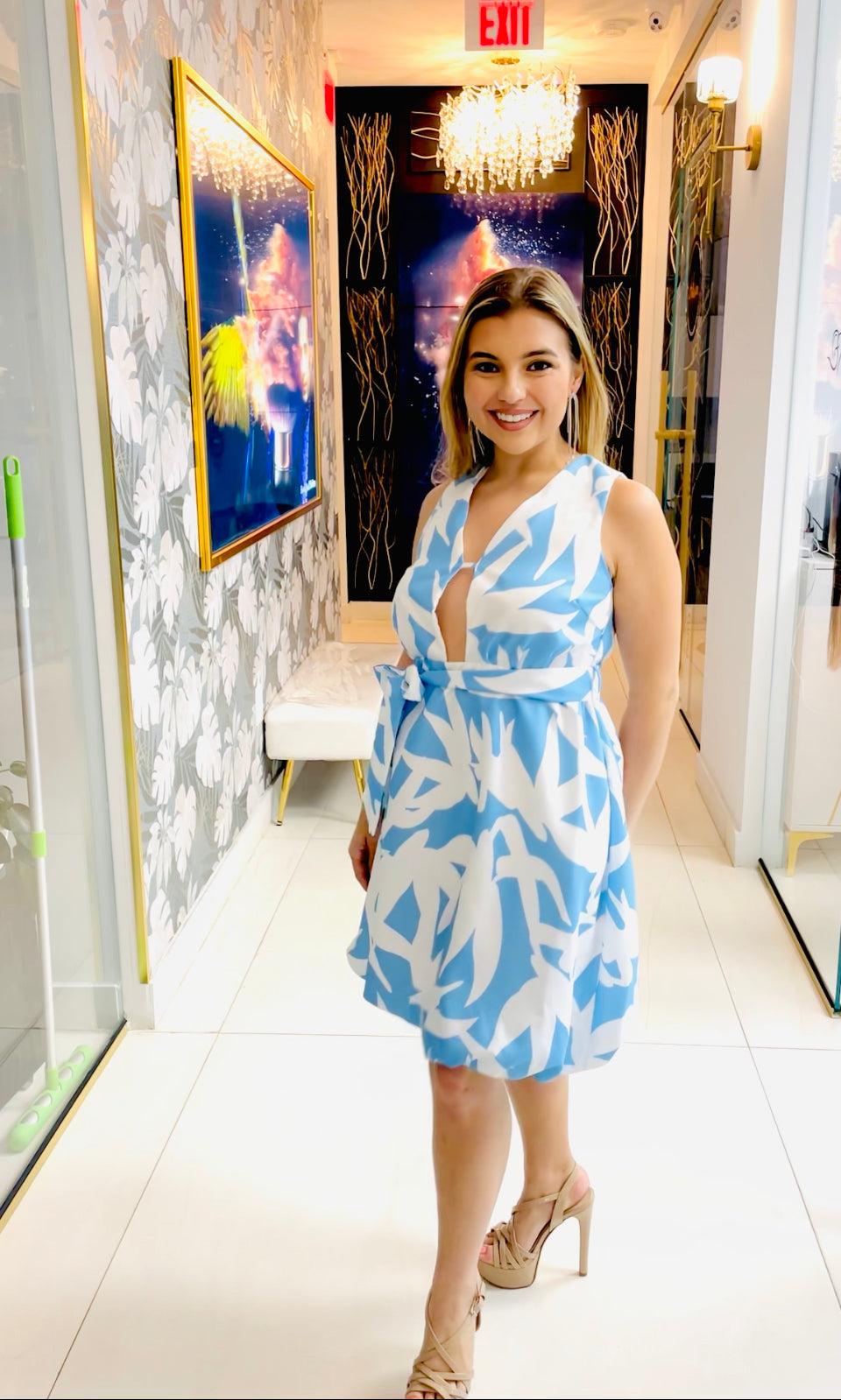 Maryah periwinkle and white puffy dress