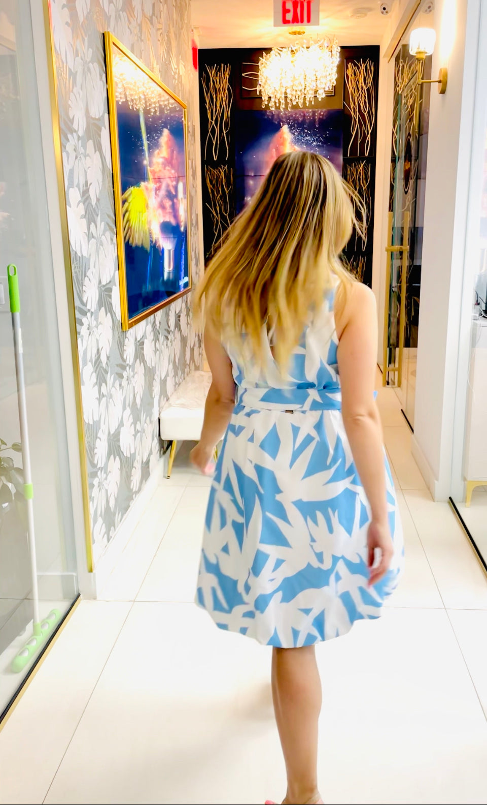 Maryah periwinkle and white puffy dress