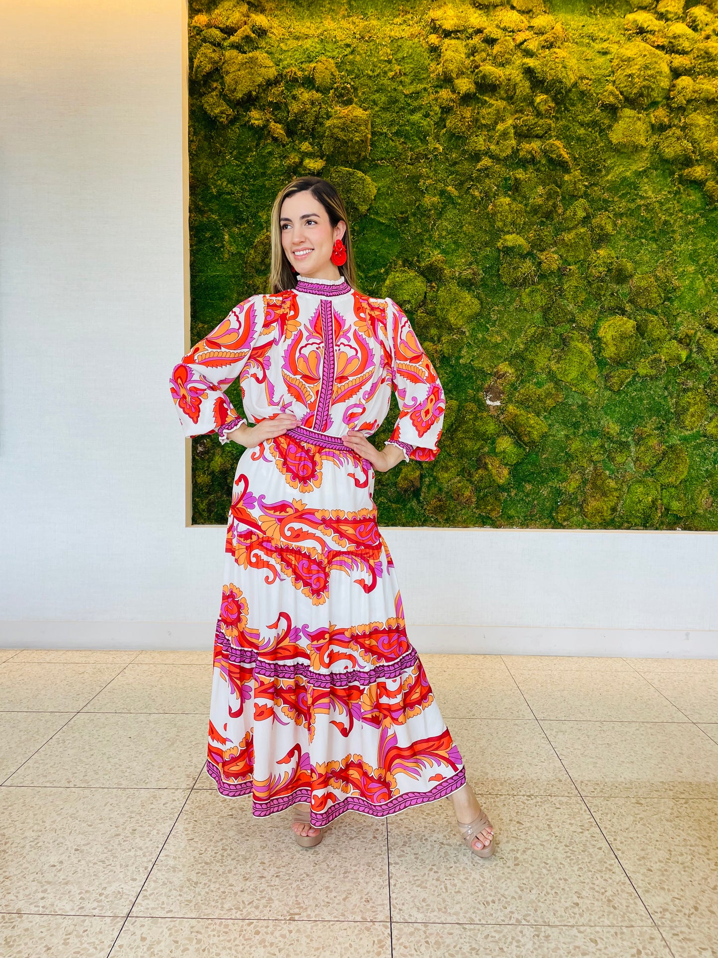 Crystal Skirt on chiffon paisley print