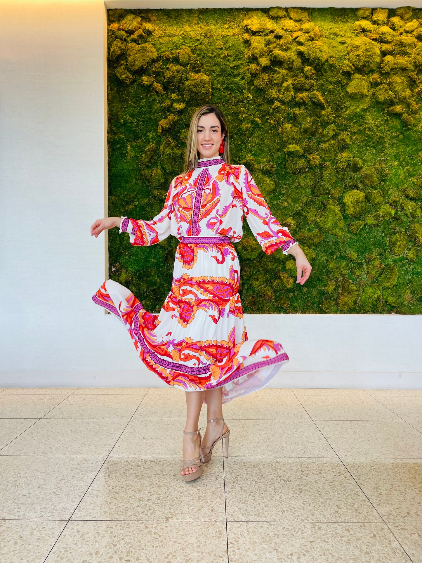 Crystal Skirt on chiffon paisley print