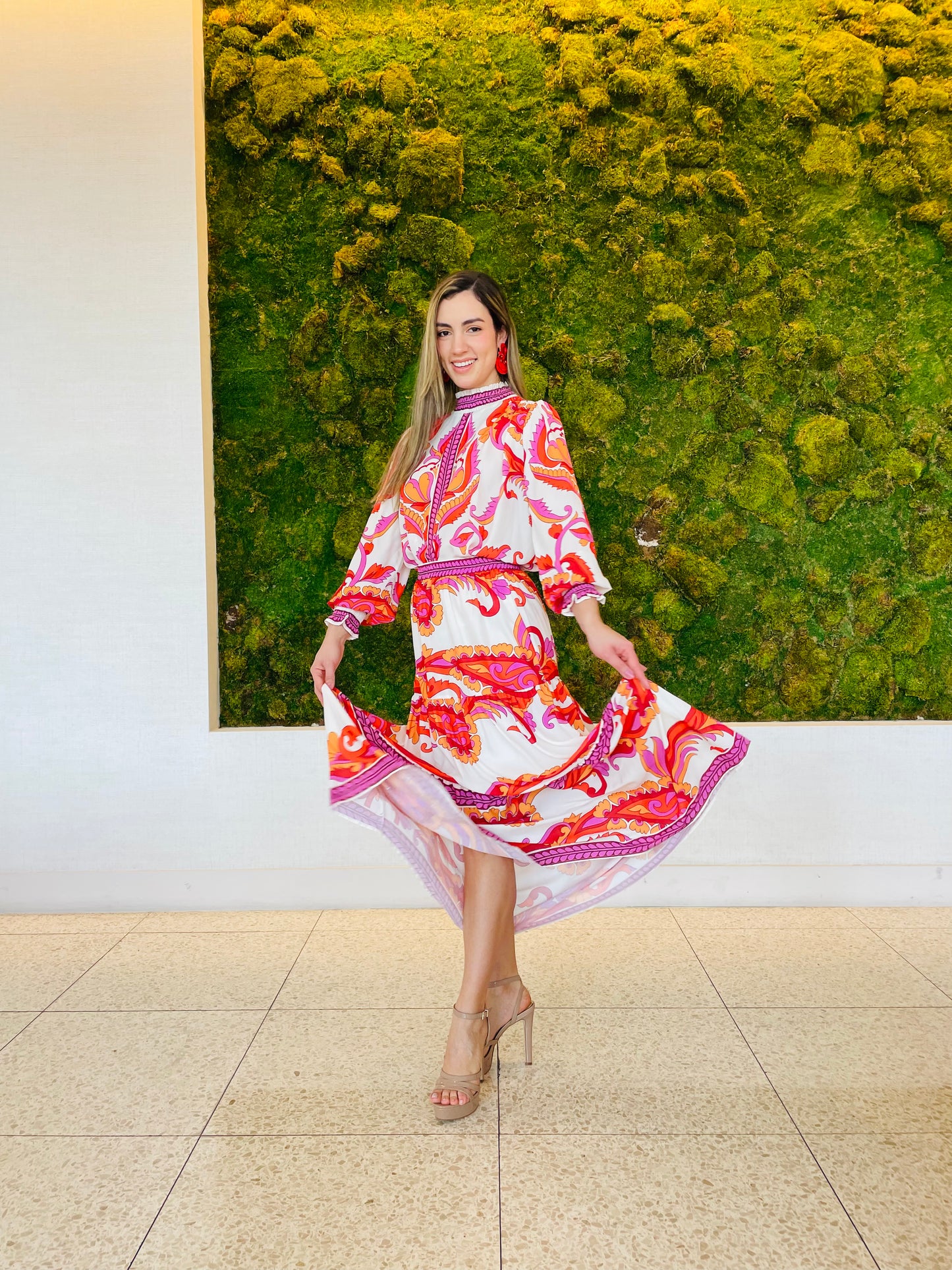 Crystal Skirt on chiffon paisley print