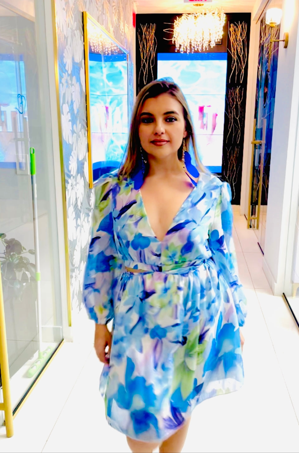 Kaitlyn cutout floral print dress