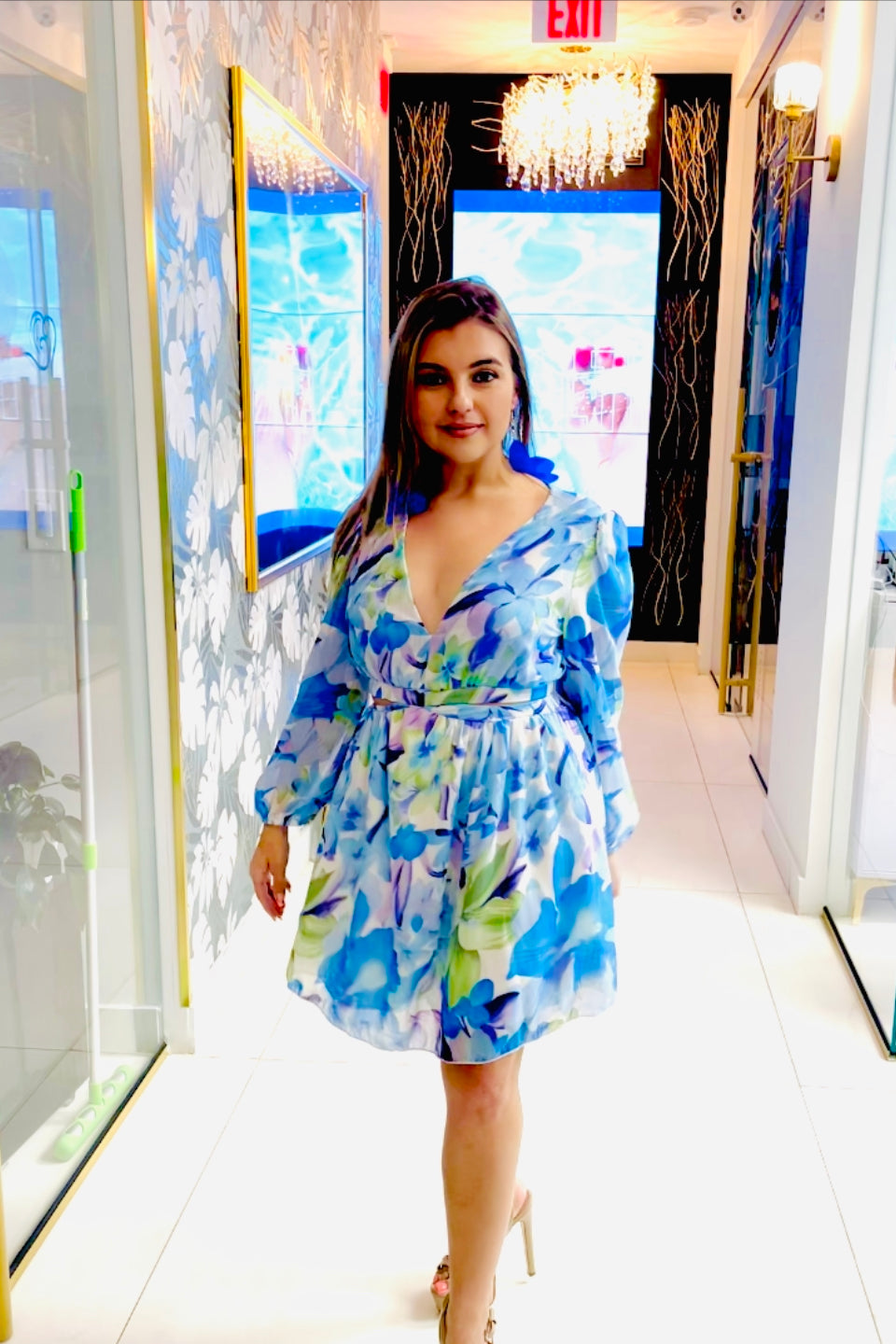 Kaitlyn cutout floral print dress