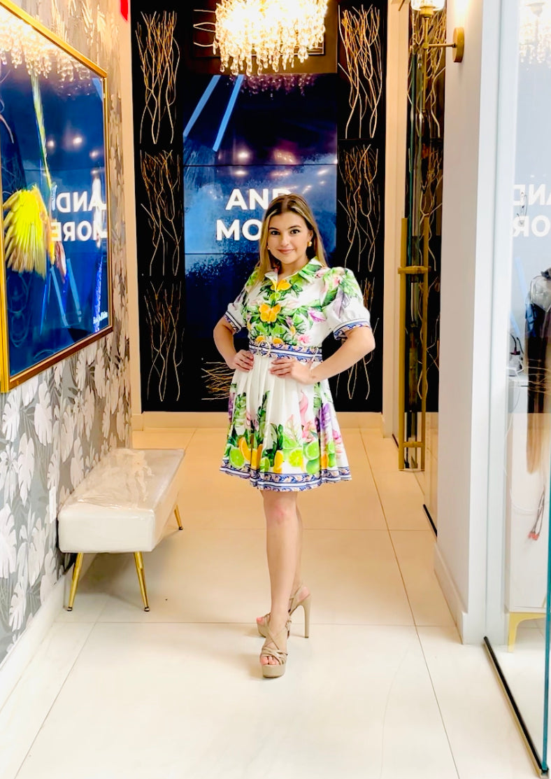 Capri lemon dress pleated