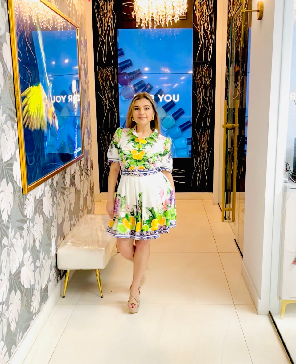 Capri lemon dress pleated