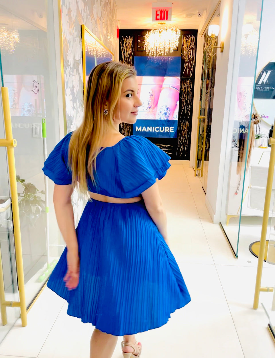 Lilian royal blue cutout dress