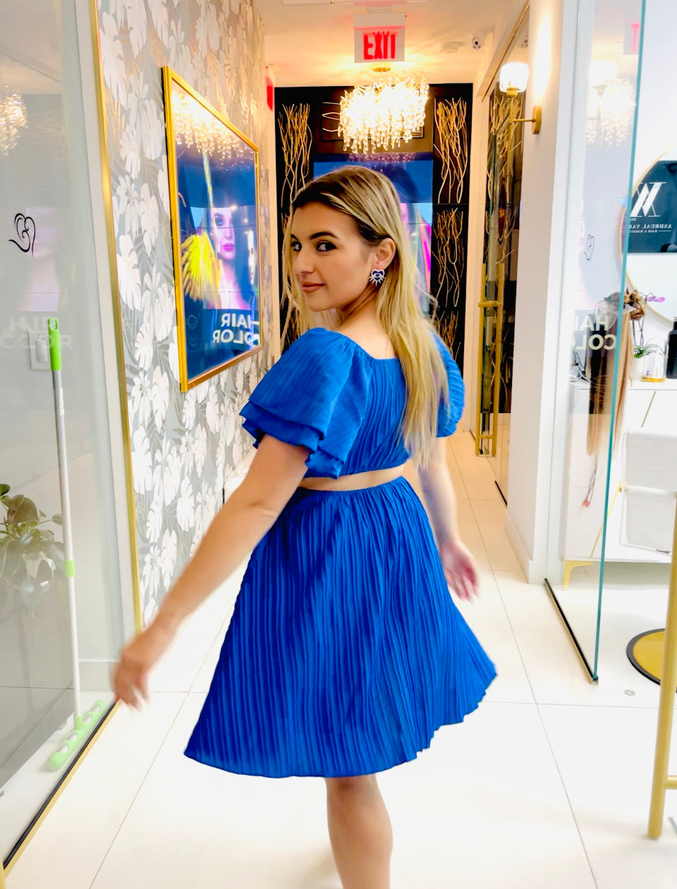 Lilian royal blue cutout dress