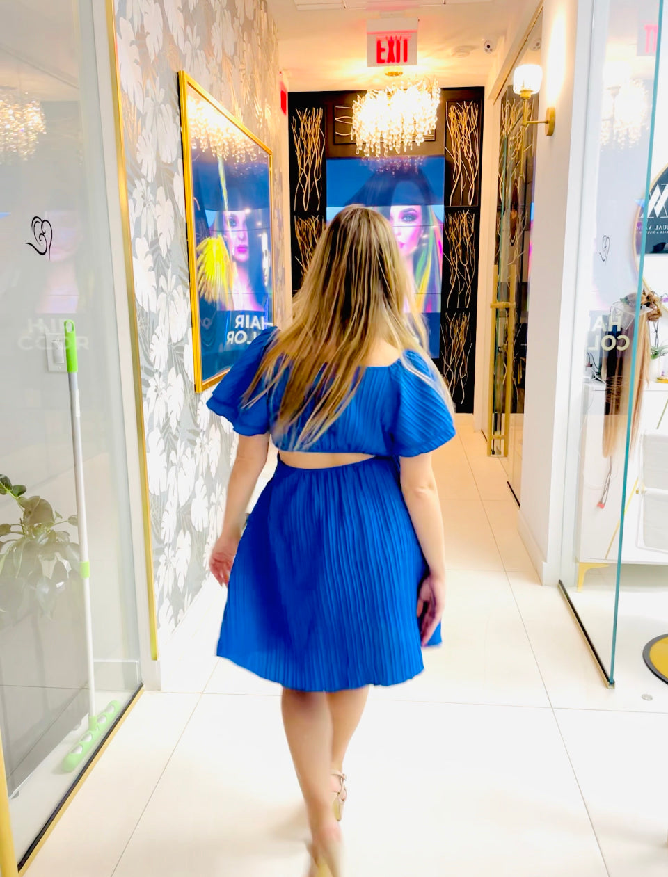 Lilian royal blue cutout dress