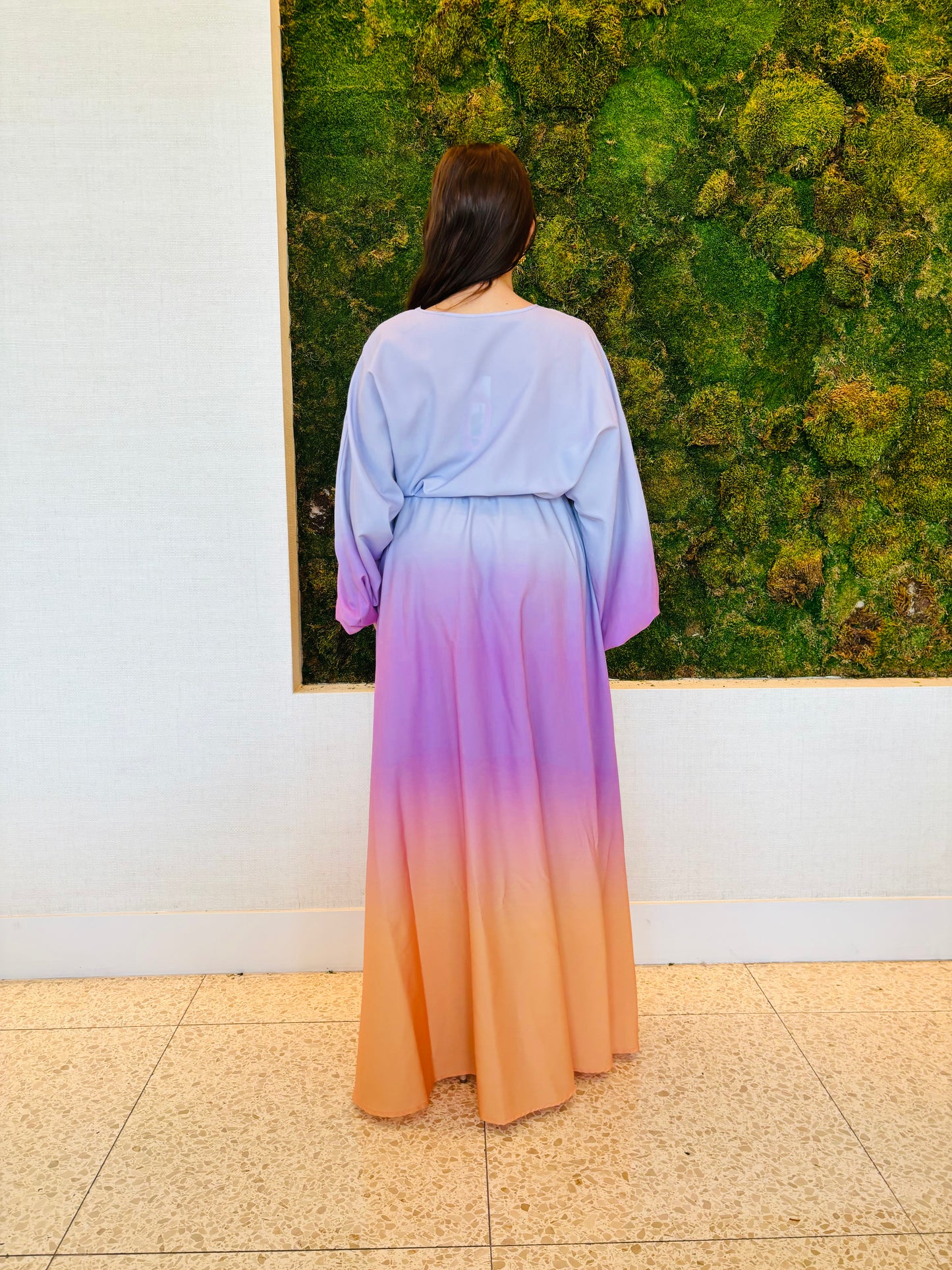 Cassidy purple ombre in lavender and orange print